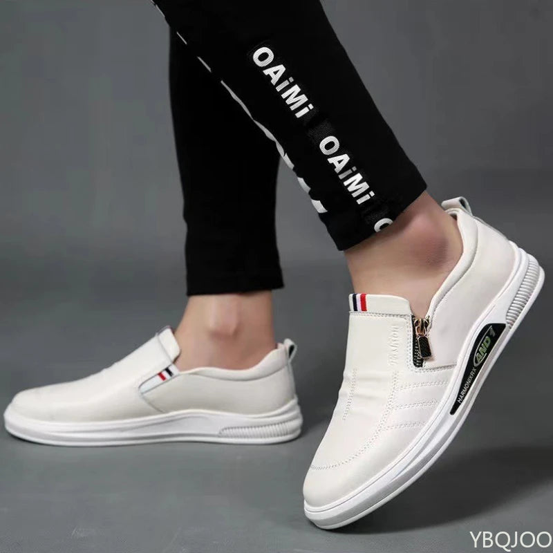 YBQJOO Men's Breathable Casual Zip Slip-On Shoes | Sizes 34–49 Men's Casual Shoes Axl WHITE 40