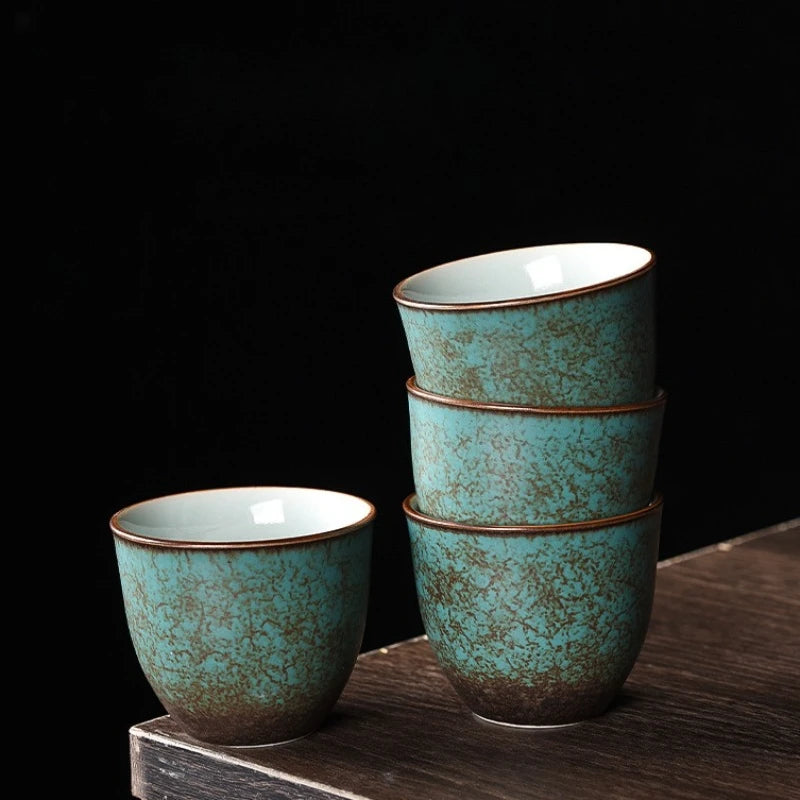 Japanese Crackle Glaze Ceramic Kung Fu Teacup – Vintage Green Ceramic Teacup Axl