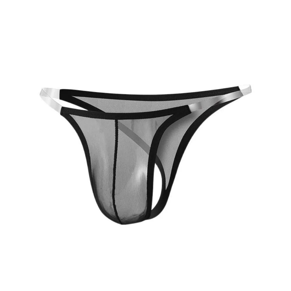 Men's Mesh Thong Underwear – Low-Rise T-Back Bikini Brief Men's Thong Underwear Axl Black M