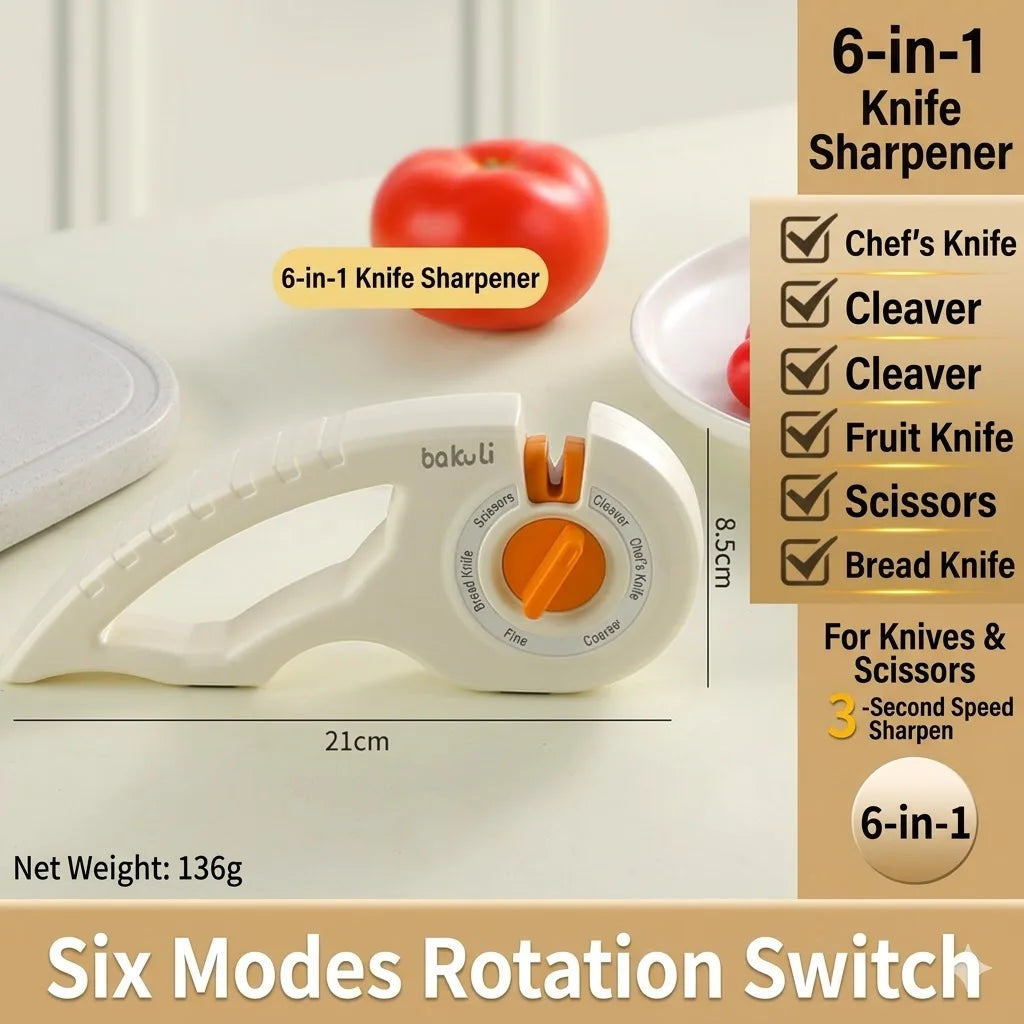 PLYS 6-Mode Knife & Scissor Sharpener | Non-Slip Kitchen Tool Knife Sharpener Axl