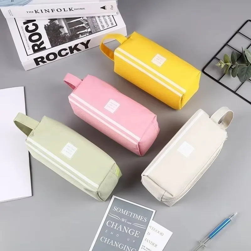 Large Capacity Pencil Pen Bag – Fabric Stationery Organizer Pencil Case Axl