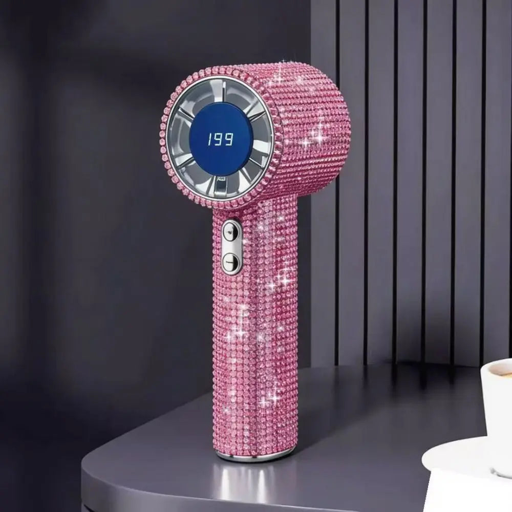 Mini Portable Diamond LED Personal Fan – Cute Sparkling Design Handheld Personal Fan Axl