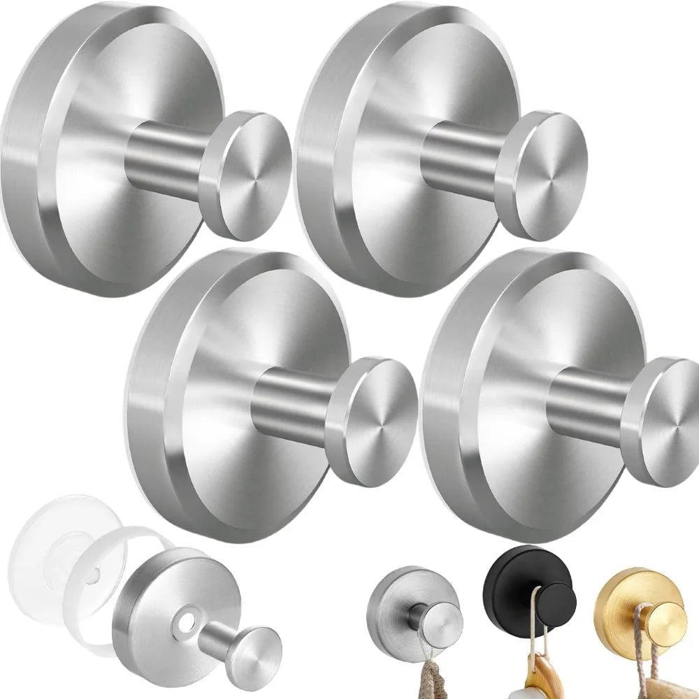 Stainless Steel Suction Cup Hooks – Shower, Bathroom & Mirror Suction Cup Hooks Axl Silvery-4pcs
