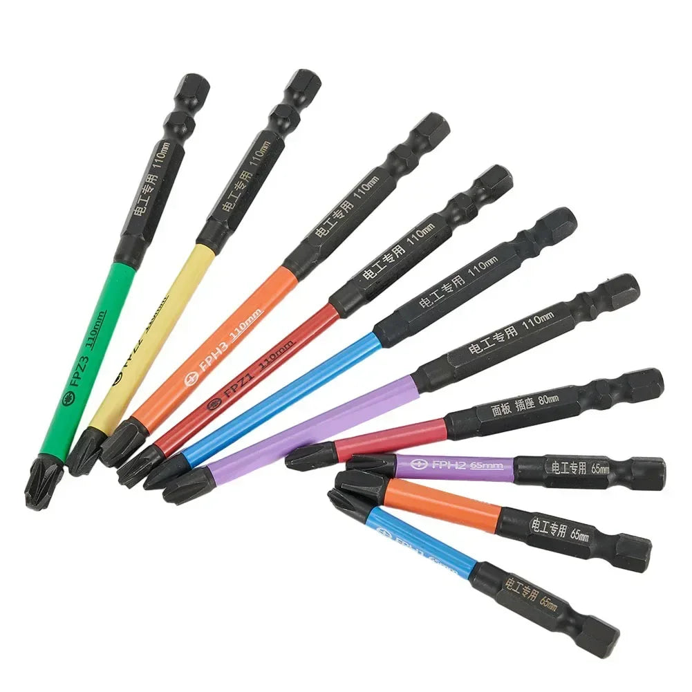 10pc Magnetic Electrician Screwdriver Bit Set 65–110mm Cross Screwdriver Bit Set Axl
