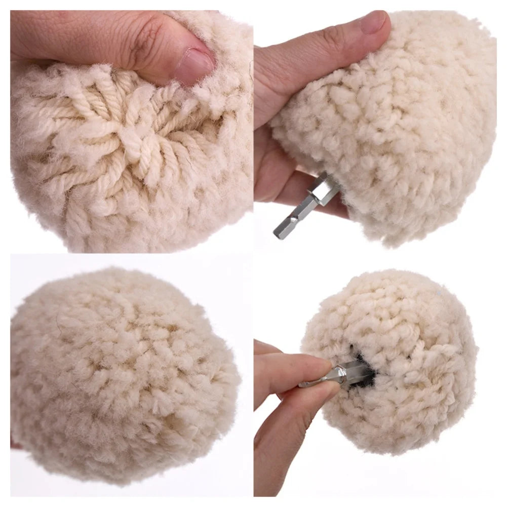 4" Wool Buffing Ball Hex Shank – Auto & Craft Polishing Wheel Wool Polishing Wheel Axl