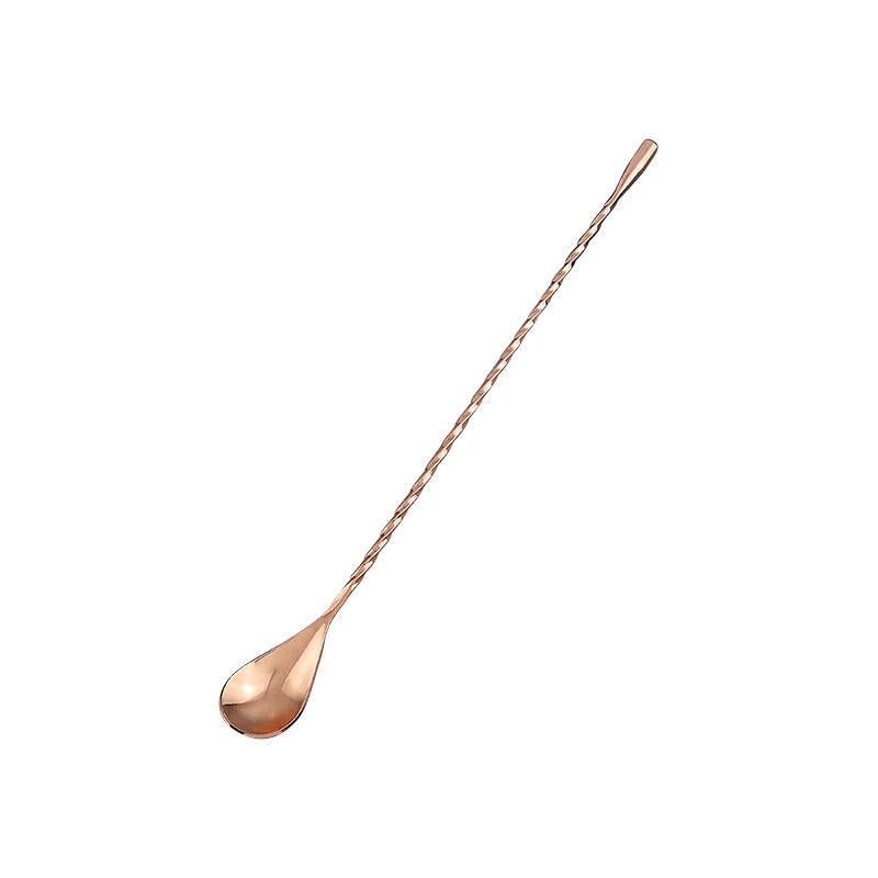 Stainless Steel Cocktail Stirring Spoon – Spiral Teardrop Bar Tool Cocktail Bar Spoon Axl 1PCS Rose gold
