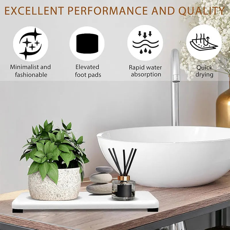 4-Pack Diatomite Stone Quick-Dry Sink Trays & Organizer Set Sink Tray Organizer Axl