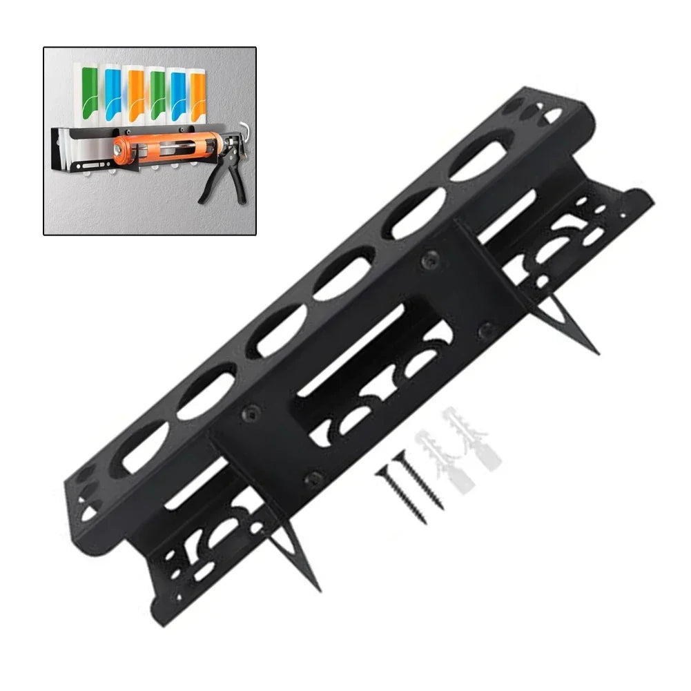 Wall-Mounted Caulking Tube Holder – 6-Slot Steel Storage Rack Caulk Tube Organizer Axl