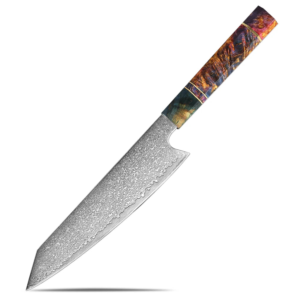XITUO Damascus Steel Chef Knife Set – VG10 Core, Wood Handle Kitchen Knife Set Axl Kiritssuke Knife