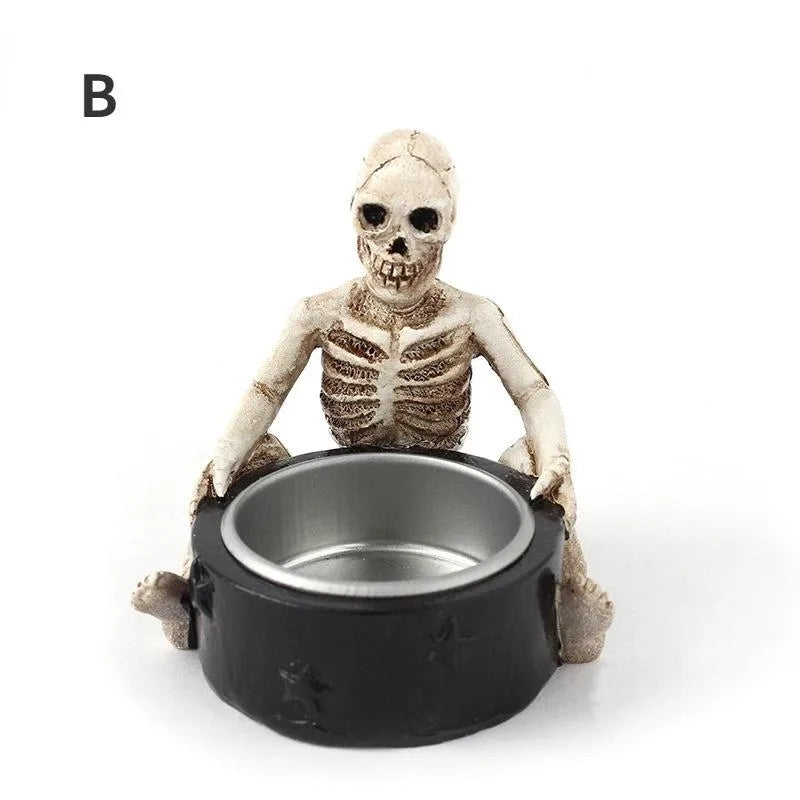 Halloween Skull Candle Holder – Resin Tea Light Cup Decor Skull Candle Holder Axl B