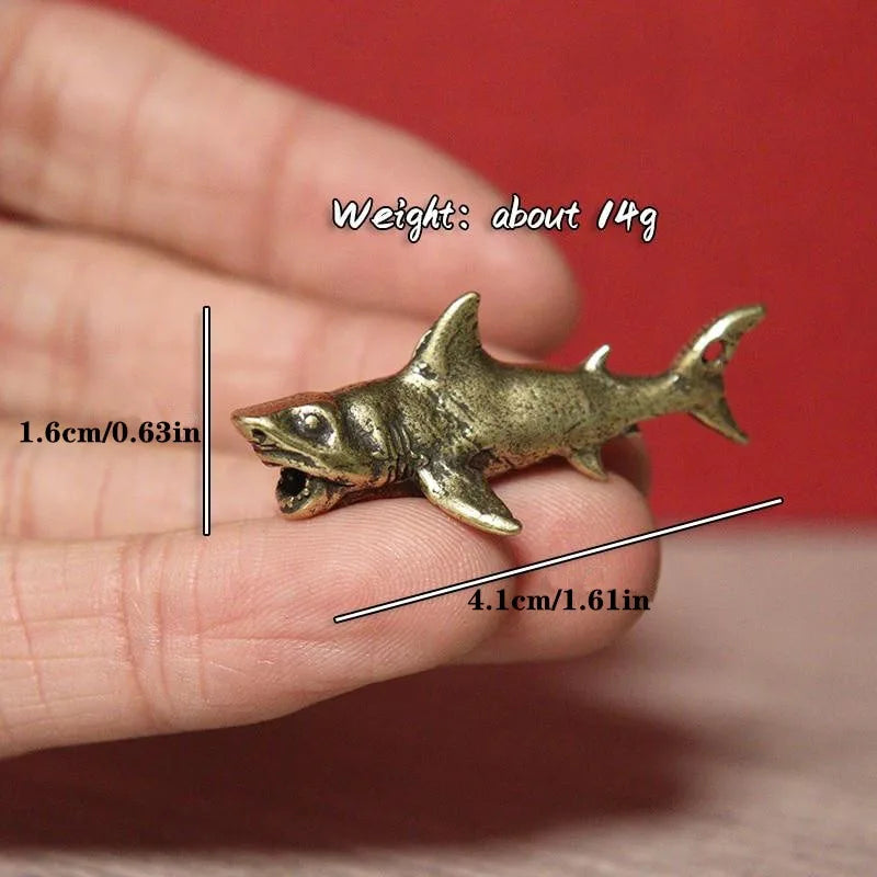 Brass Shark Figurine Keychain Pendant – Vintage Copper Charm Brass Keychain Charm Axl