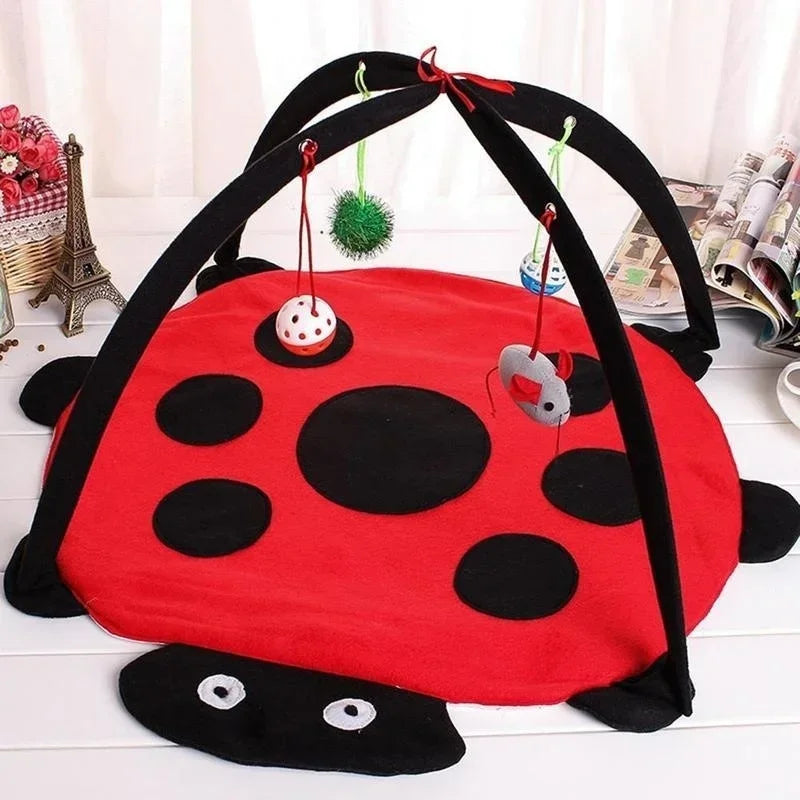 Cat Play Tent Bed with 4 Hanging Toys – Indoor Kitten Rest House Cat Tent Play Bed Axl