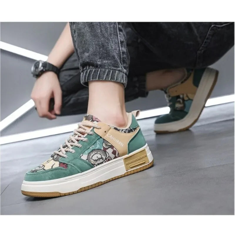Men's Platform Bear Sneakers – Lace-Up Canvas Skate Shoes Platform Canvas Sneakers Axl