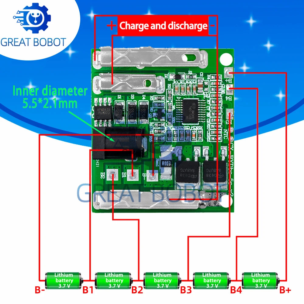 5S 18V 21V 20A BMS Li-Ion Battery Protection Circuit Board BMS Protection Board Axl
