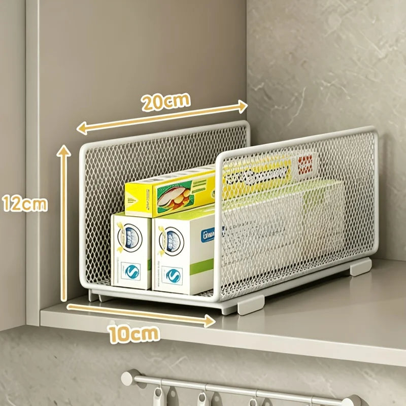 Stackable Kitchen Storage Baskets – Cabinet & Spice Organizer Kitchen Storage Baskets Axl White -1pc