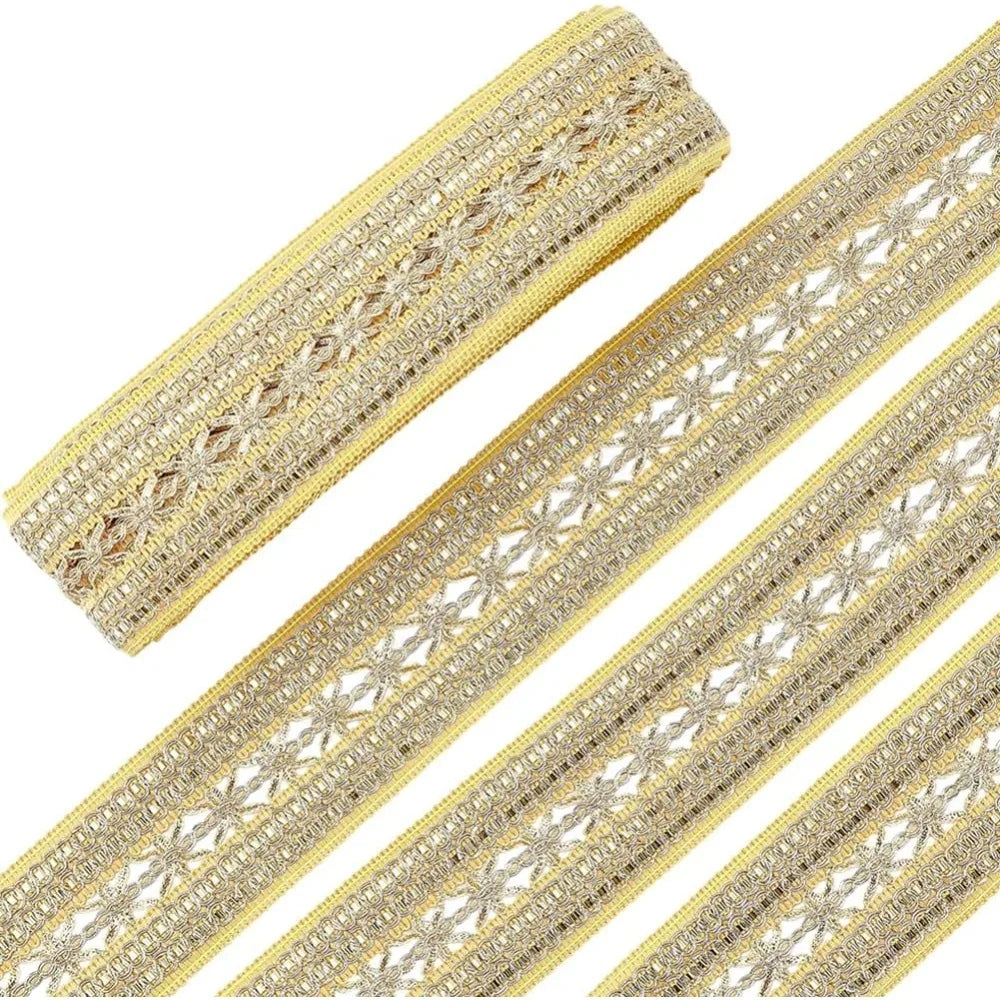 10 Yards Gold Jacquard Ethnic Ribbon Trim – 2 Inch Polyester Jacquard Ribbon Trim Axl