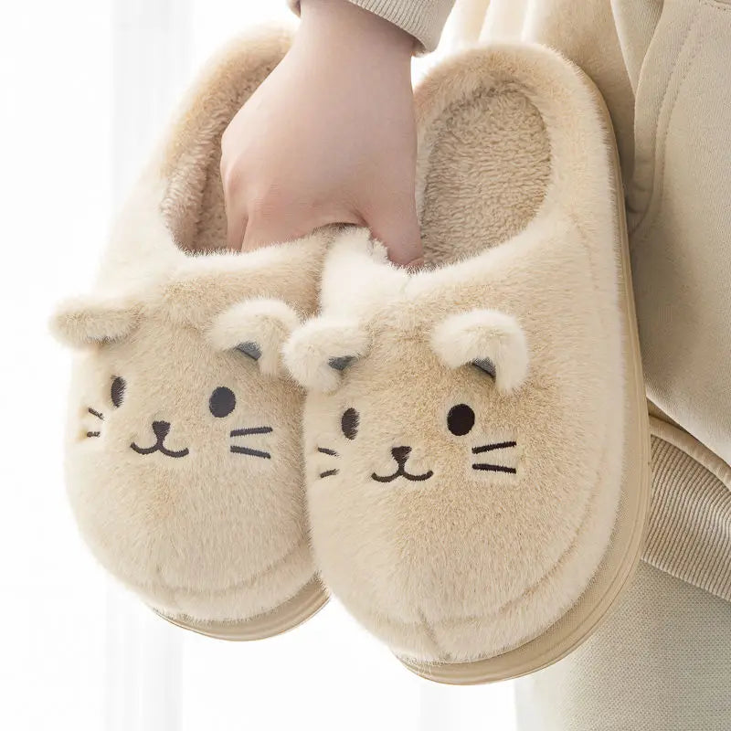 Women's Faux Fur Cat Slippers – Cozy Indoor Slides Size 36–45 Faux Fur Slippers Axl Khaki A-Slides 44-45 China Mainland