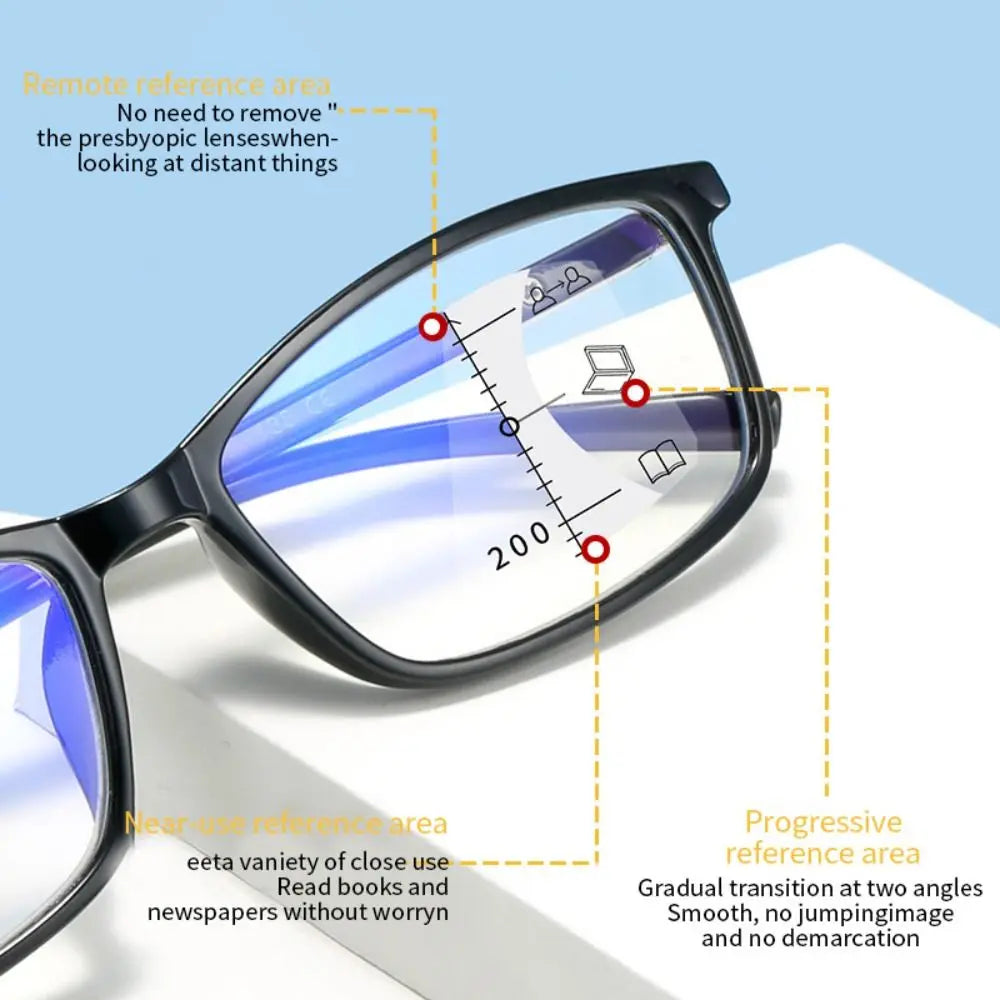 Retro Progressive Multifocal Reading Glasses Anti-Blue Light Reading Glasses Axl