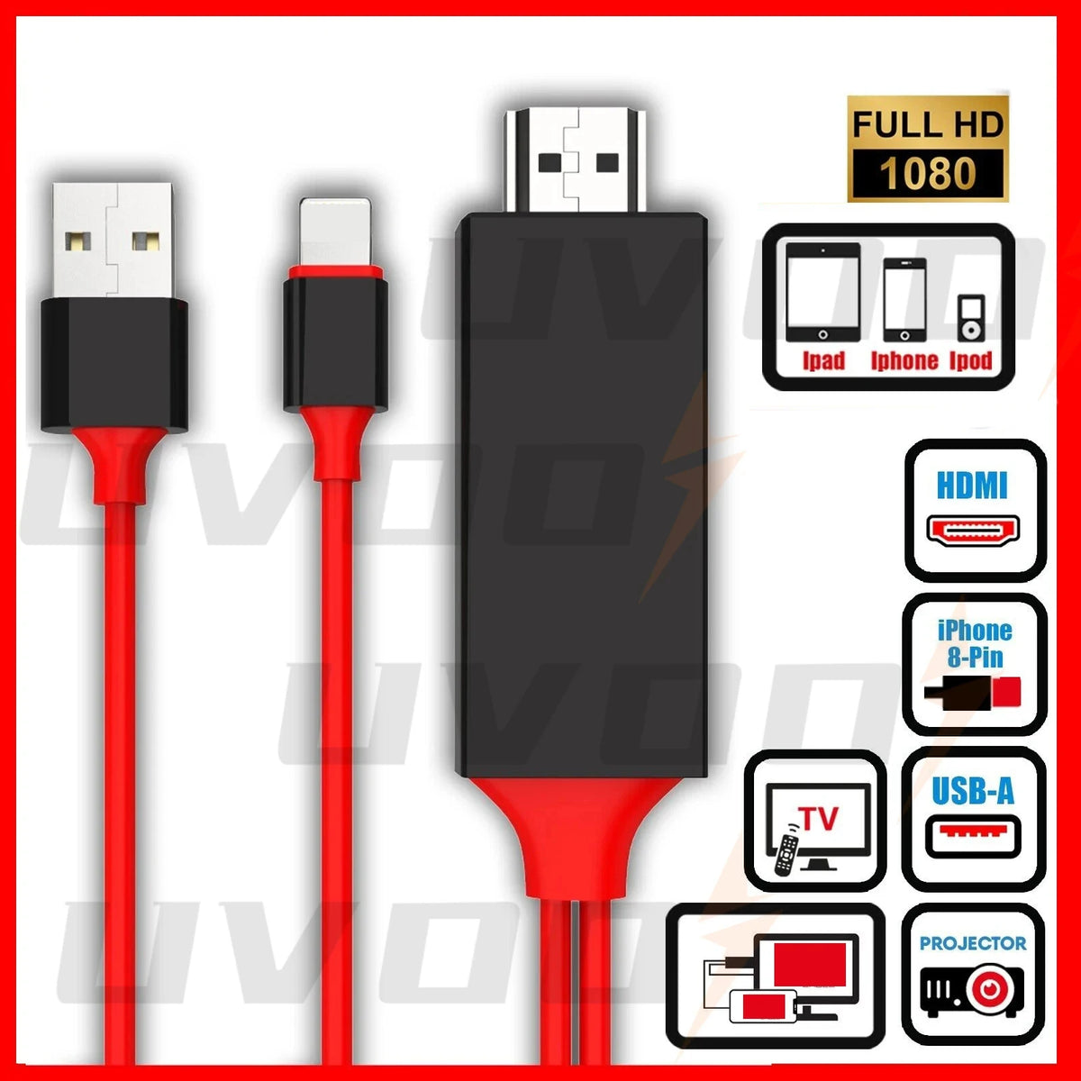 1080P Digital AV Adapter – iPhone & iPad to HDTV Cable Digital AV Adapter Axl
