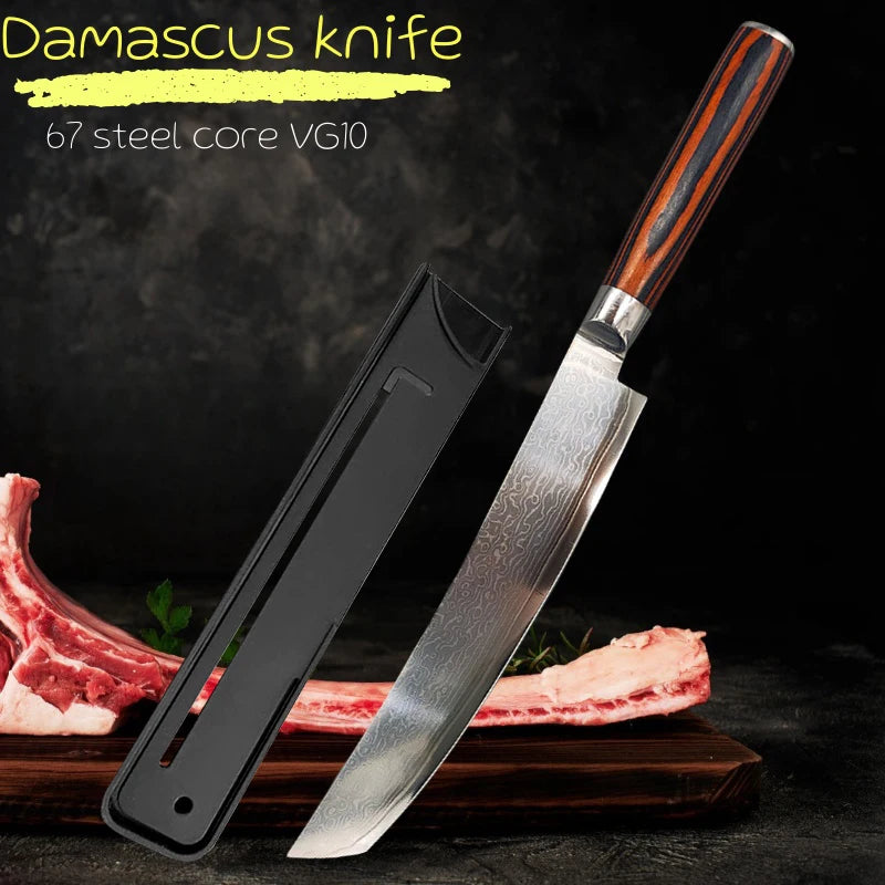 67-Layer Damascus Steel Japanese Chef Knife – Sushi & Fillet Damascus Chef Knife Axl