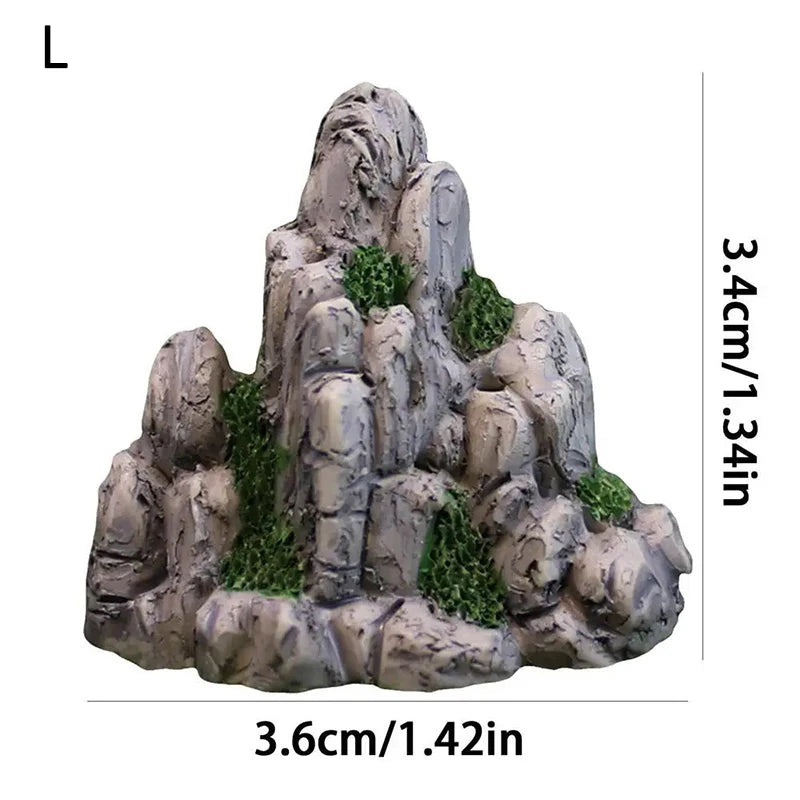 Mini Mountain Resin Rock – Aquarium, Bonsai & Fairy Garden Decor Miniature Garden Ornament Axl L