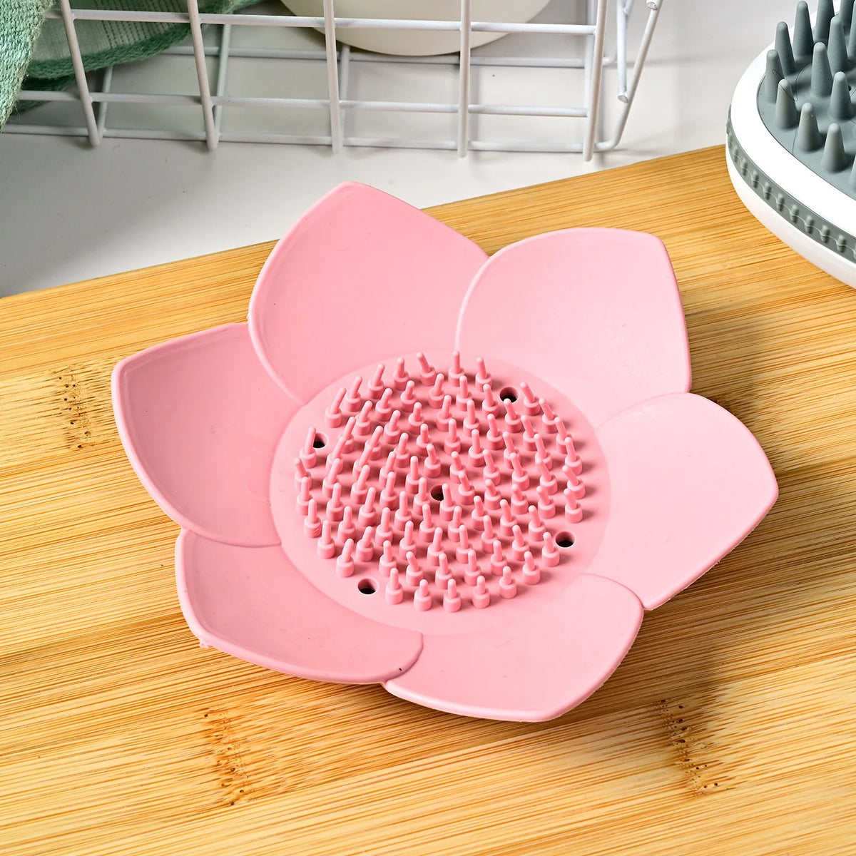 Silicone Lotus Soap Dish – Non-Slip, Easy-Clean Soap Tray Soap Dish Axl Pink