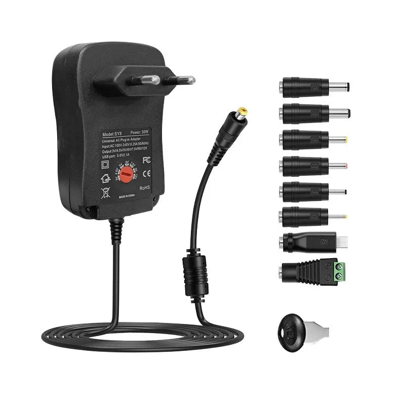 Adjustable Power Adapter 3V–12V 30W Universal USB Charger Power Adapter Axl