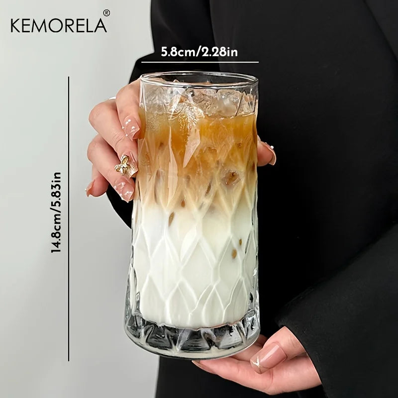 KEMORELA 500ml Diamond Glass Cup – Coffee, Whisky & Drinks Glass Drinkware Axl