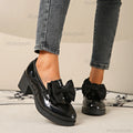 Women's Bowknot Mary Jane Platform Loafers – Slip-On Flats Platform Mary Janes Axl Black 37