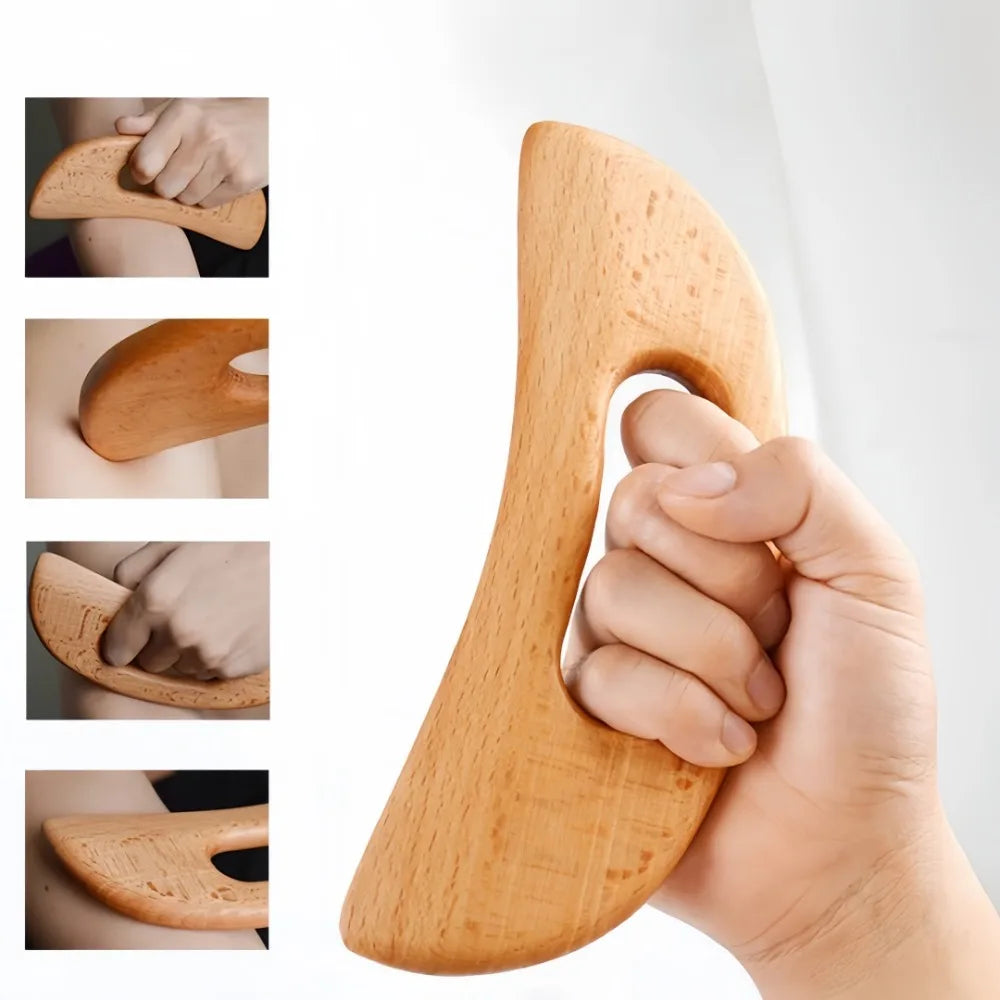 Moon Shape Wooden Gua Sha Board – Beechwood Body Massager Gua Sha Massager Axl