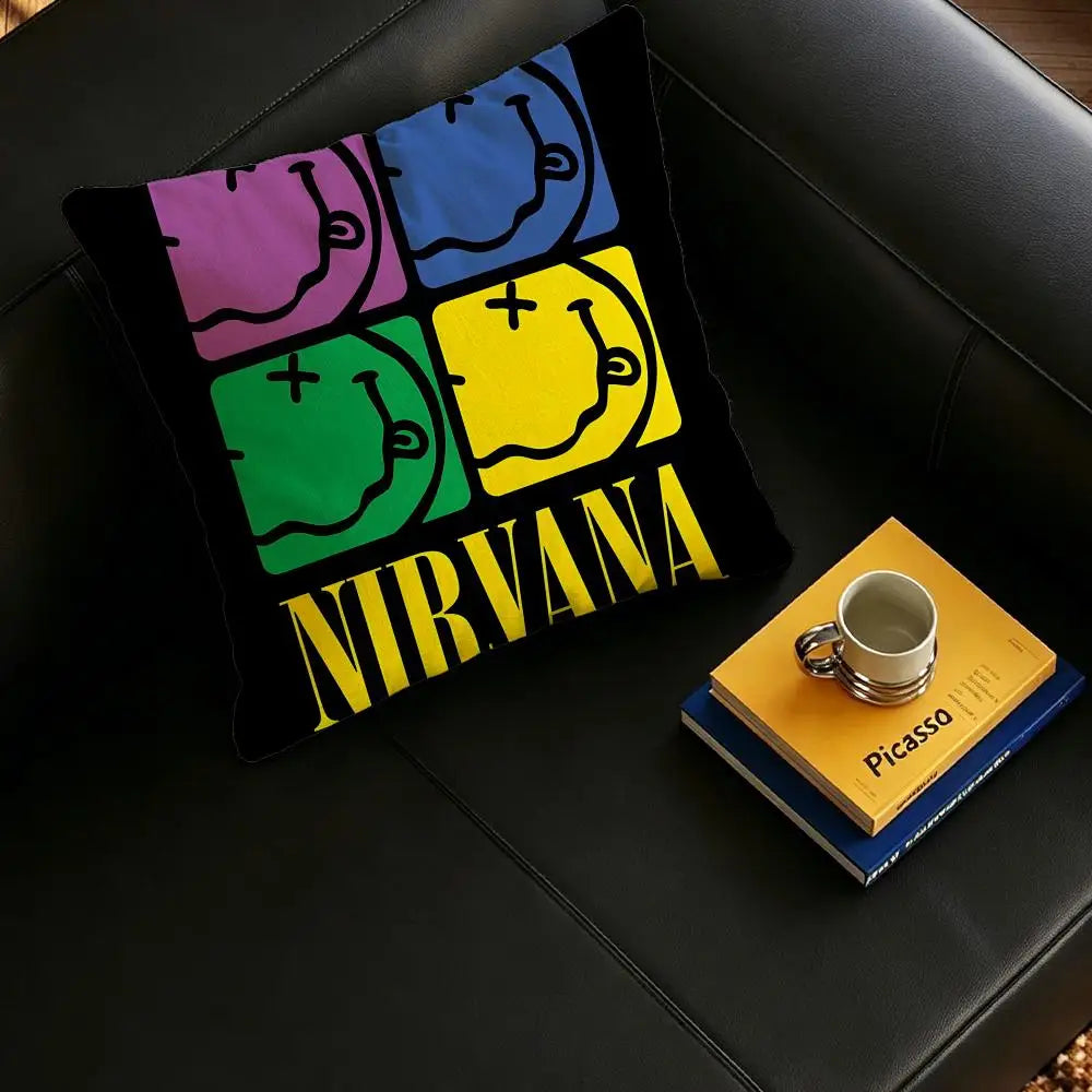 Nirvana Grunge Linen Cushion Cover | Sofa & Bedroom Decor Decorative Cushion Cover Axl