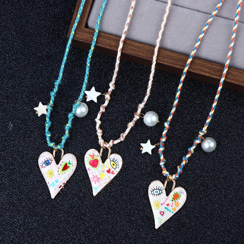 Handmade Knotted Rope Heart Pendant Necklace for Women Pendant Necklace Axl