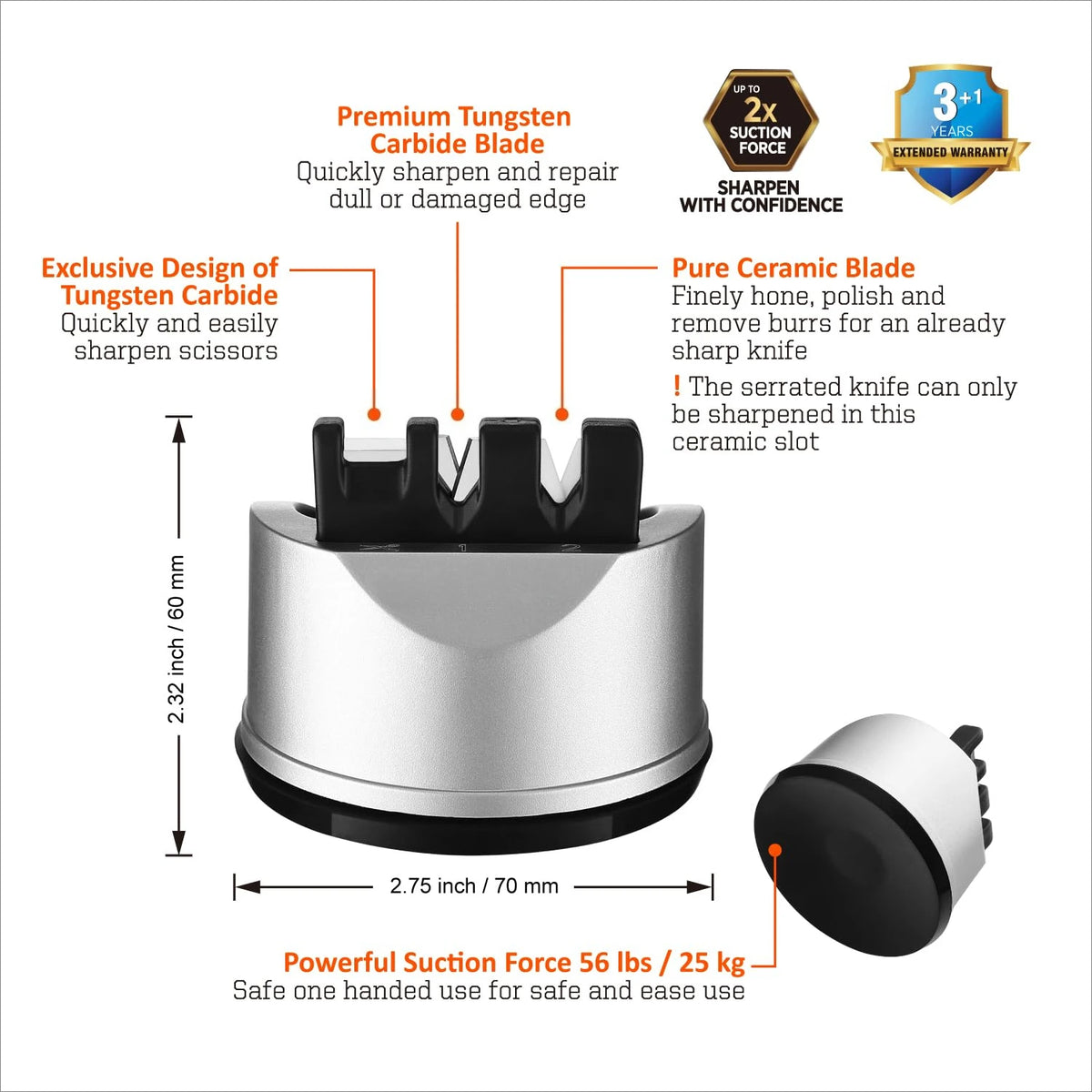 PLYS Knife Sharpener with Suction Cup – Tungsten & Ceramic Knife Sharpener Axl
