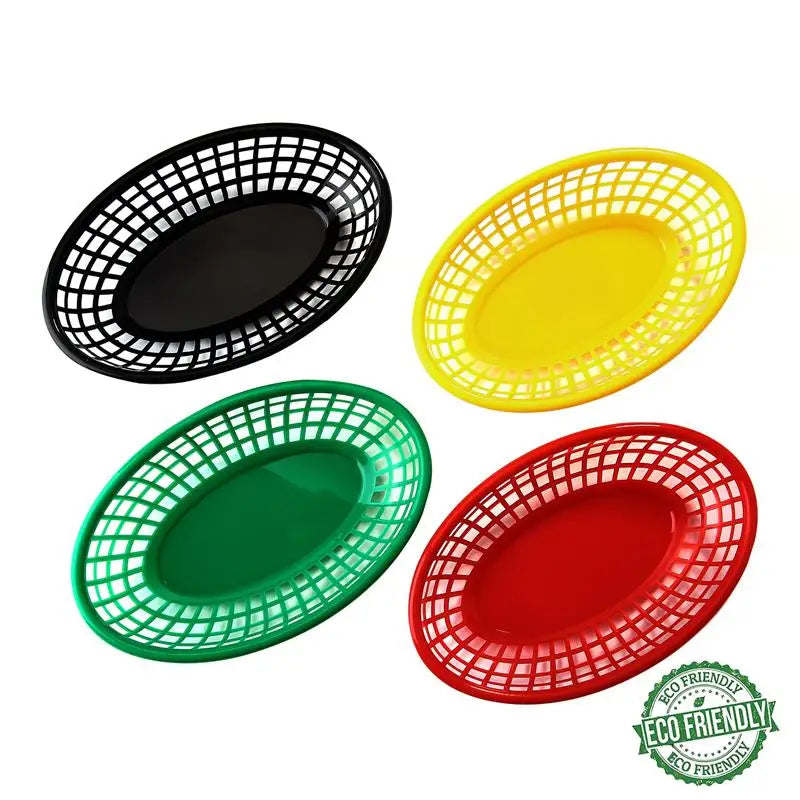 Oval Plastic Food Baskets 6–12 Pcs | Restaurant Serving Trays Food Serving Baskets Axl