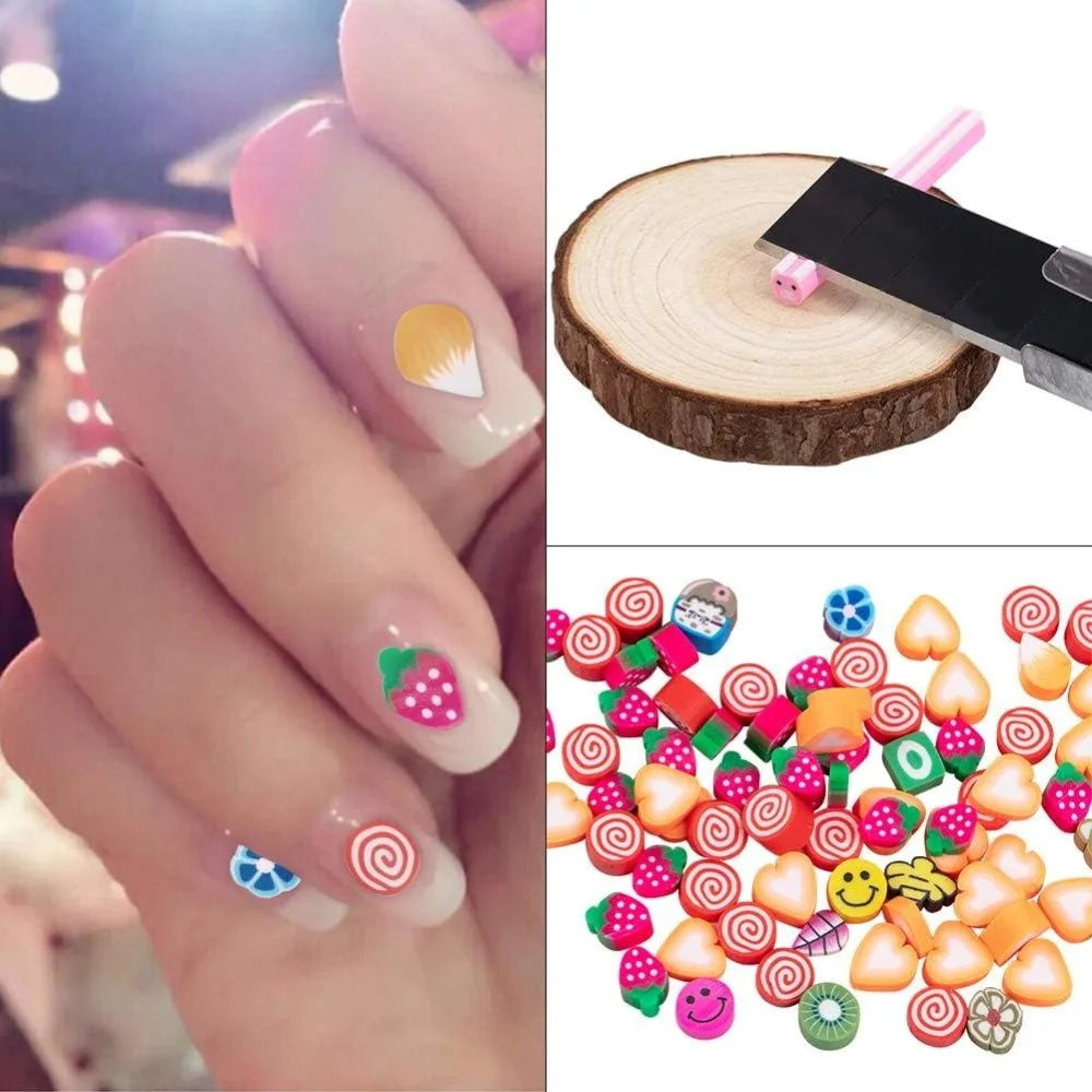 50PCS Polymer Clay Cane Slices – 3D Nail Art Decorations Nail Art Decoration Axl