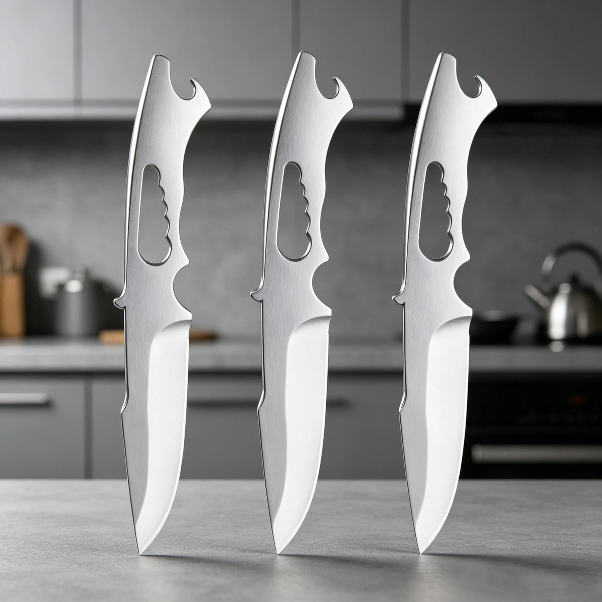 Mirror Polished Stainless Steel Fruit & Steak Knife – Bottle Opener Multi-Function Kitchen Knife Axl 3pcs
