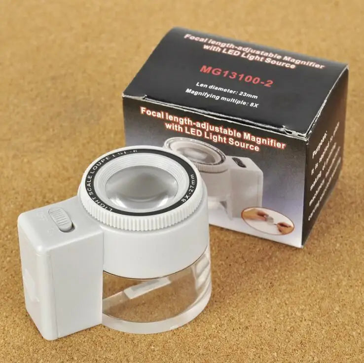 LED Scale Magnifying Glass – Adjustable Focus Cylindrical Loupe LED Magnifying Loupe Axl