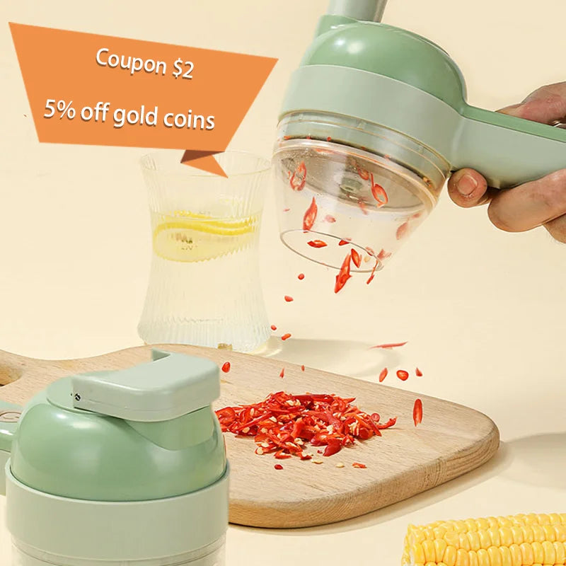 KEMORELA 4-in-1 Electric Vegetable Slicer & Chopper USB Electric Vegetable Slicer Axl