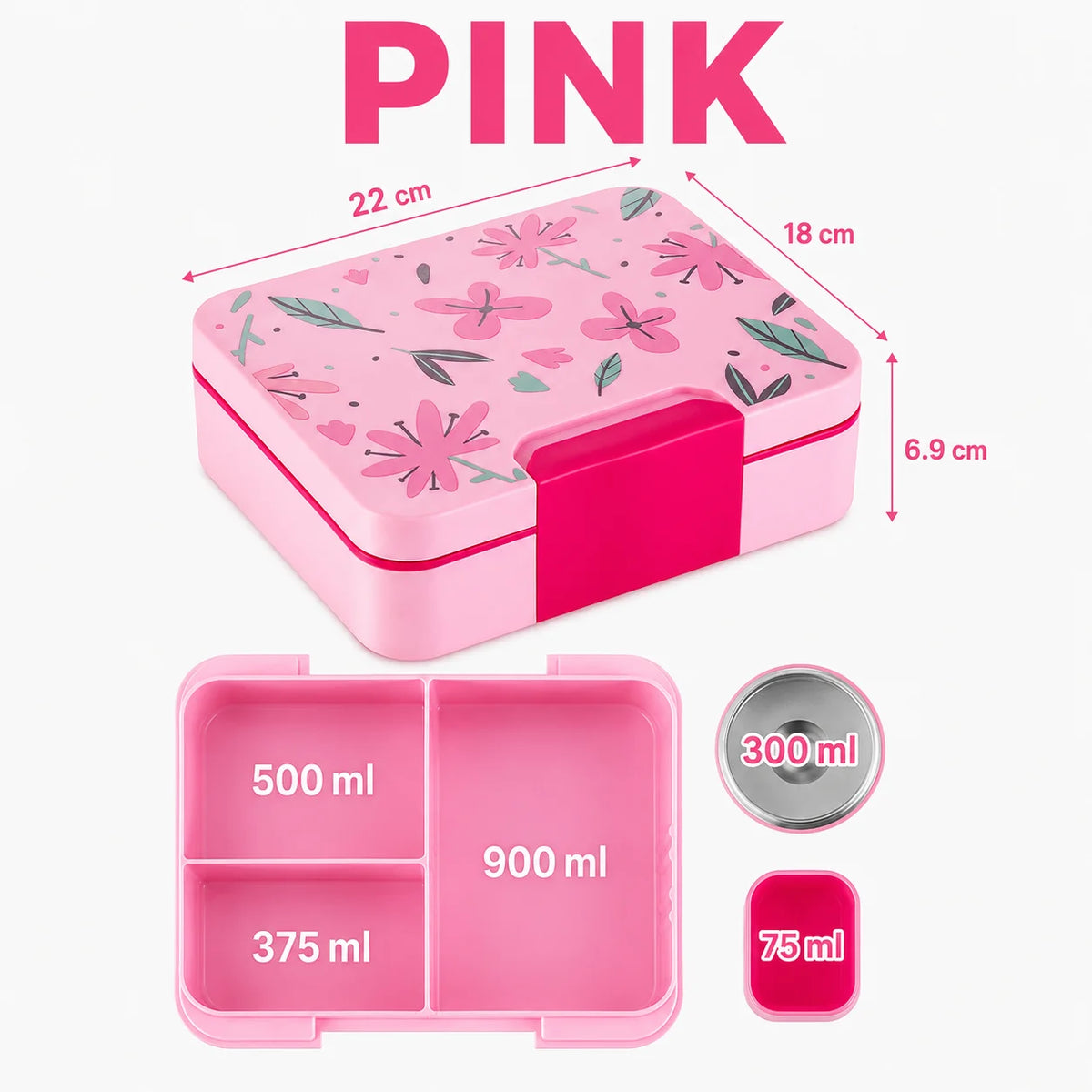 Kids Bento Lunch Box with Insulated Thermos Food Jar Kids Bento Lunch Box Axl Pink