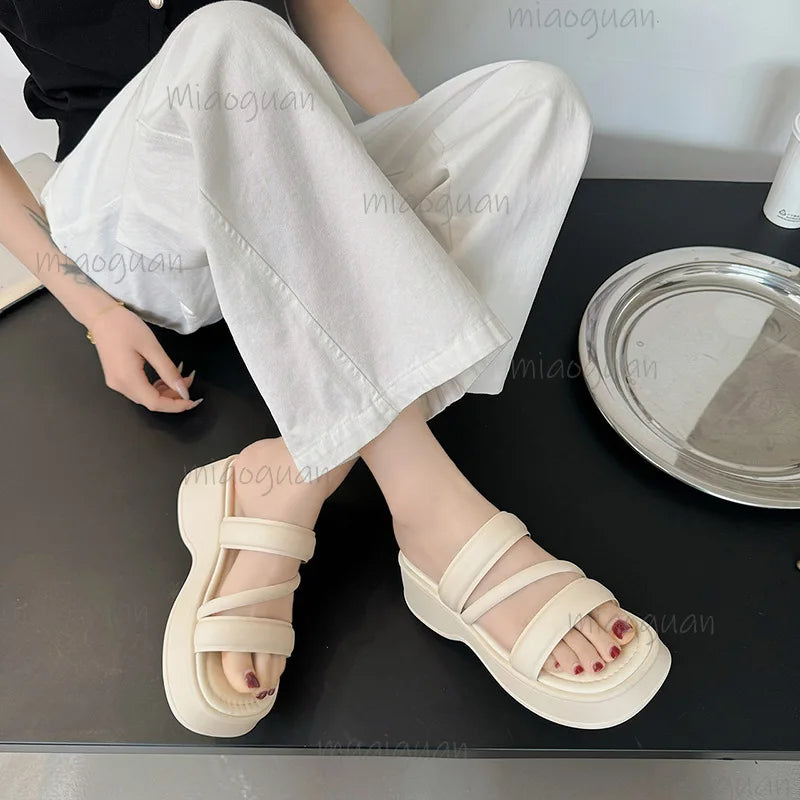 Women's Wedge Slide Sandals – Thick Sole Summer Slippers Wedge Slide Sandals Axl