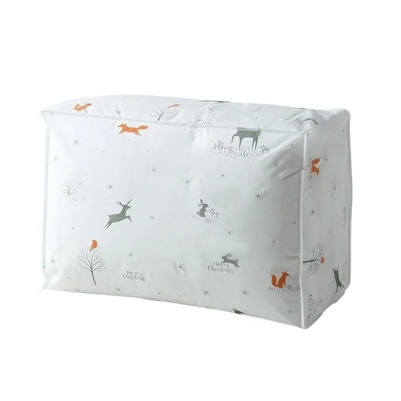Foldable Quilt Storage Bag – Feather Print Blanket Organizer Storage Organizer Bag Axl animal 57x40x22cm