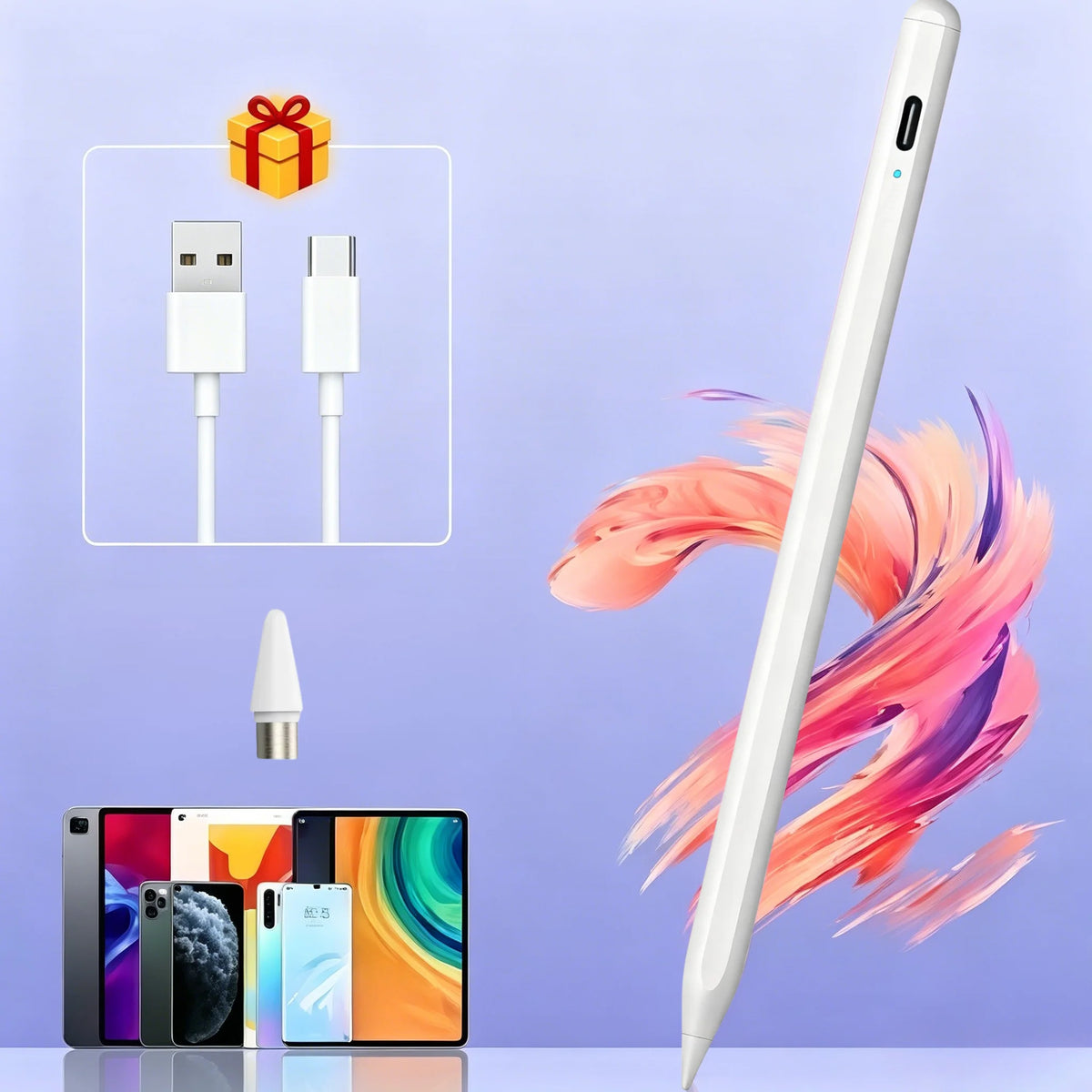Universal Stylus Pen – Capacitive Touchscreen for iOS & Android Touchscreen Stylus Pen Axl ZP1-white-1nib