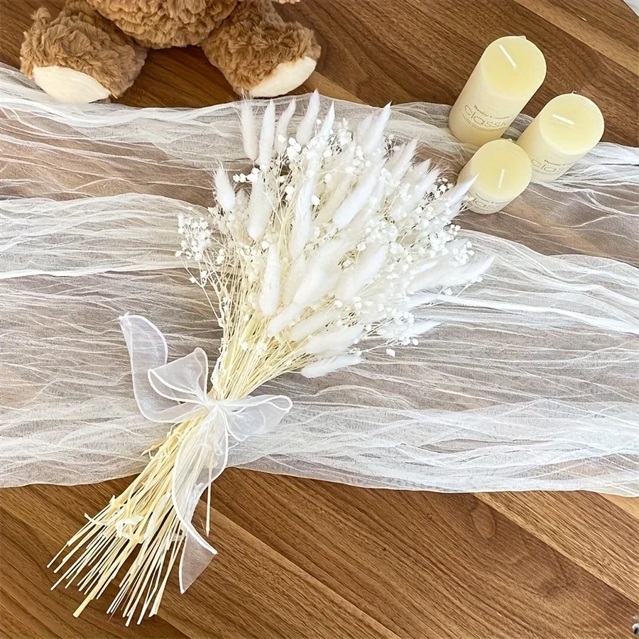 White Gypsophila Pampas Grass Dried Flower Bouquet | Boho Décor Dried Flower Bouquet Axl