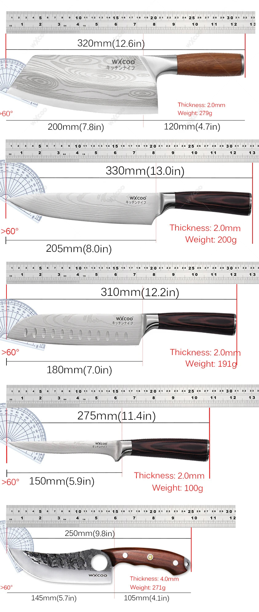 Japanese Santoku Chef's Knife Set – Laser-Textured Stainless Steel Chef's Knife Set Axl