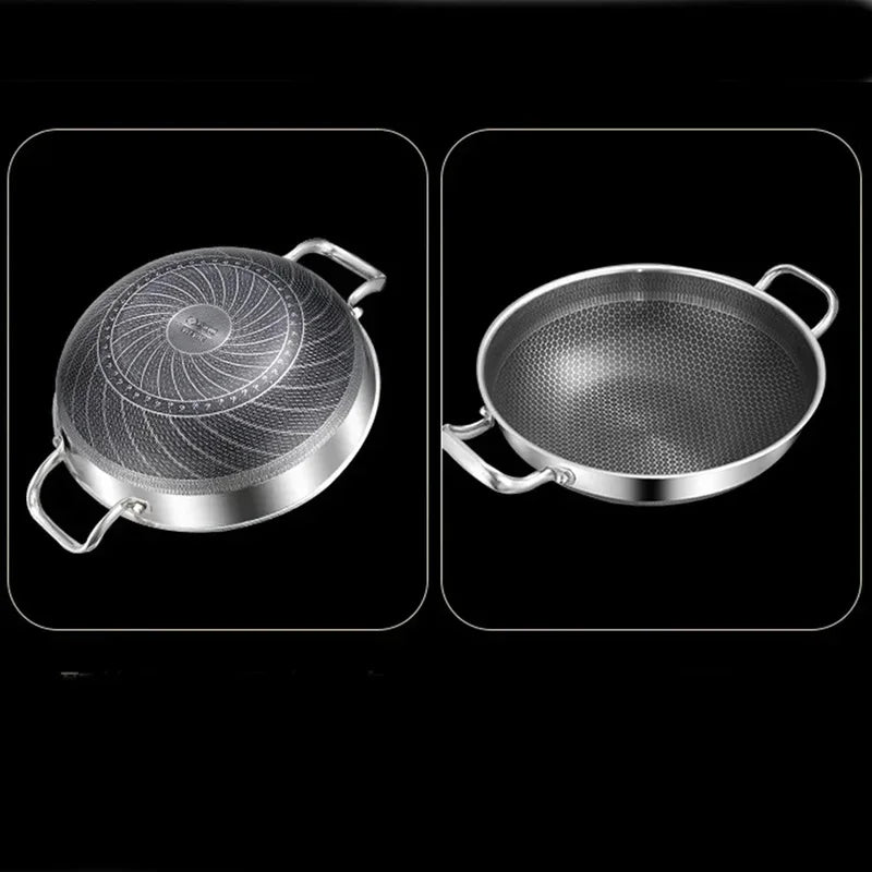 32cm 304 Stainless Steel Honeycomb Non-Stick Wok Pan Non-Stick Wok Pan Axl