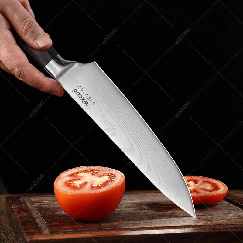 Japanese Santoku Chef's Knife Set – Laser-Textured Stainless Steel Chef's Knife Set Axl