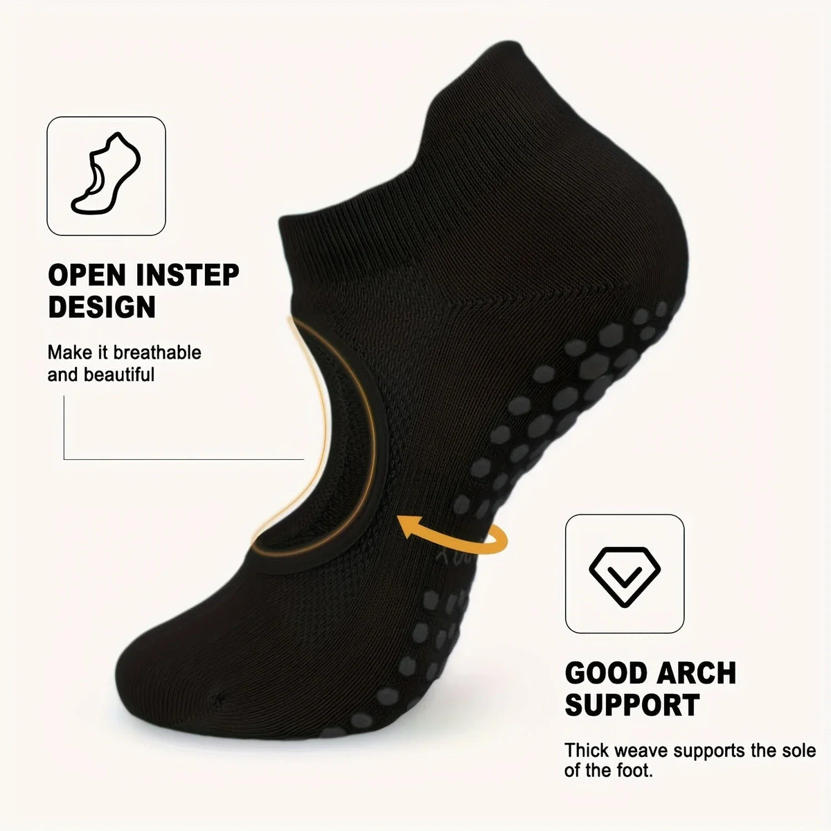 Women's Non-Slip Open Toe Yoga Pilates Socks with Arch Support Yoga Grip Socks Axl
