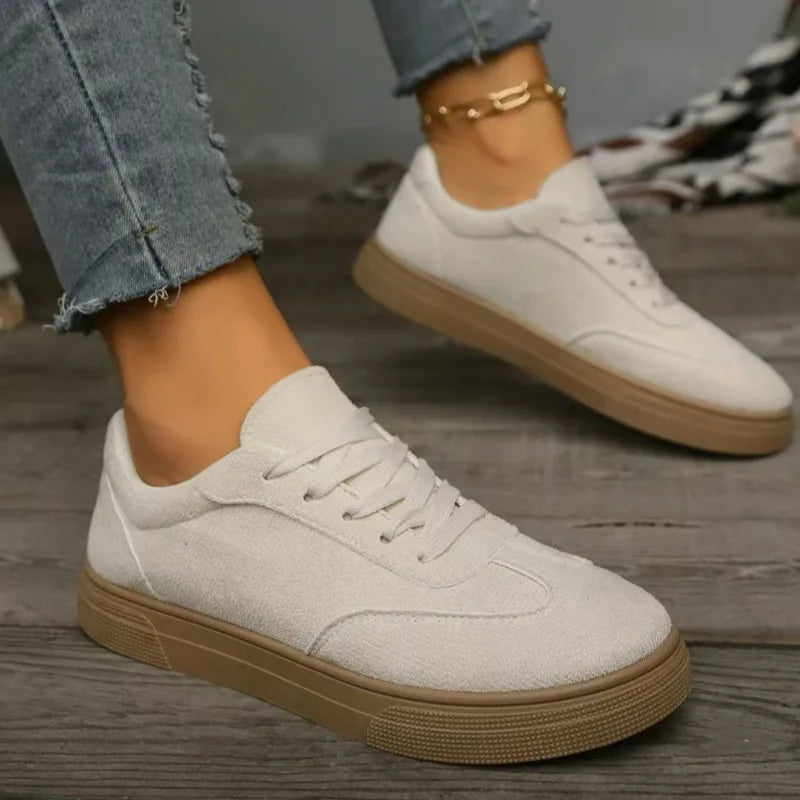 Women's Retro Canvas Sneakers – Breathable Flat Casual Shoes Canvas Flat Sneakers Axl Beige 42