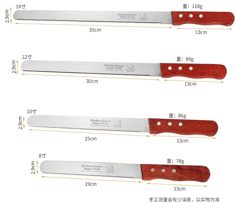 Stainless Steel Bread Knife 8–14 Inch | Serrated Cake Slicer Bread Knife Axl
