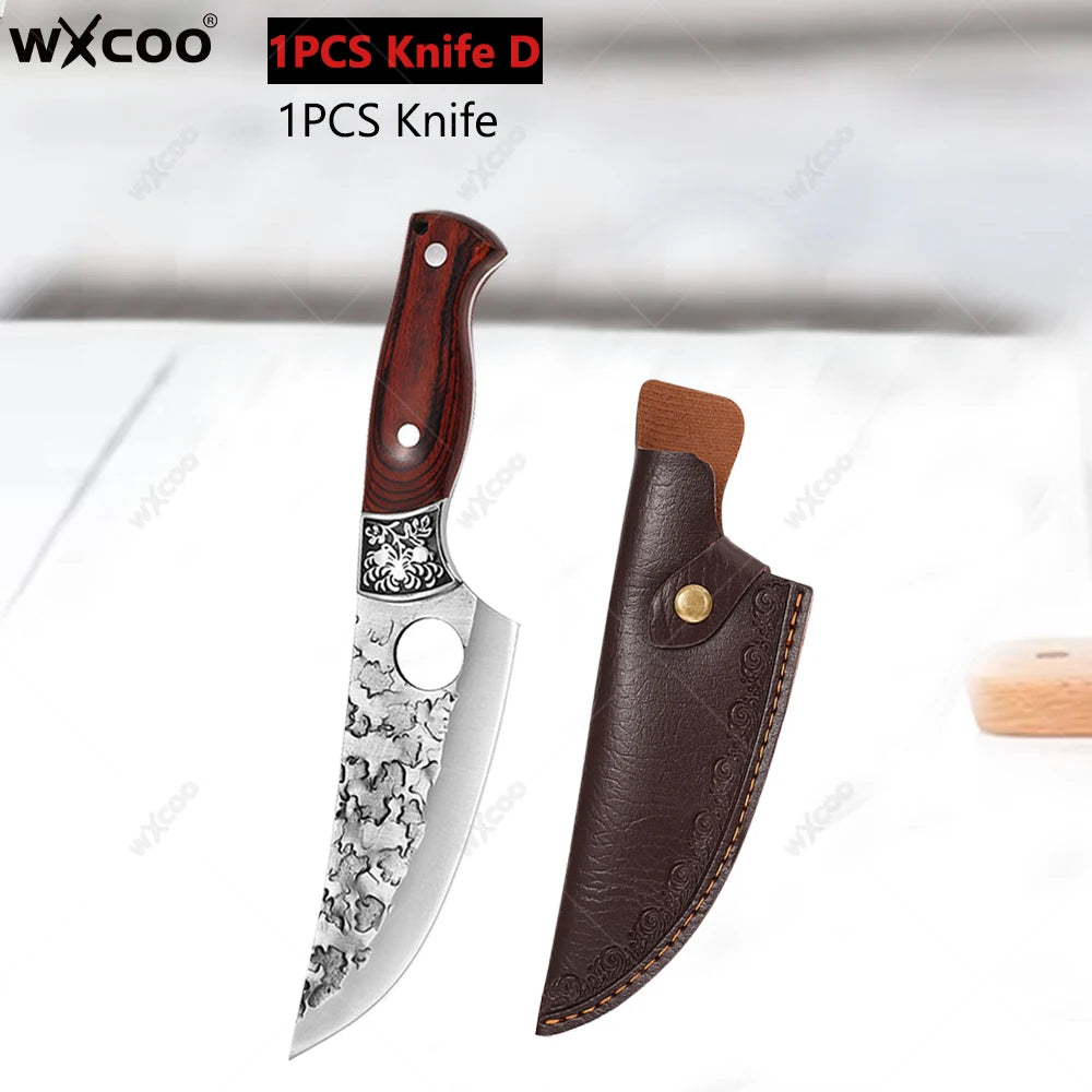 WXCOO Forged Stainless Steel Chef Knife Set with Cover Kitchen Knife Set Axl Knife D